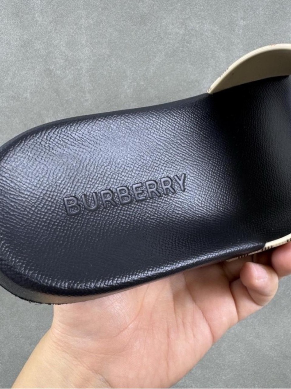 Burberry Black Slide Sandal with Vintage Check Strap - Picture 4 of 6